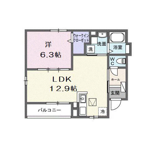 ブリリアントII(1LDK/1階)の間取り写真