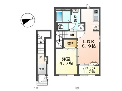 シャンブッシュ(1LDK/2階)の間取り写真