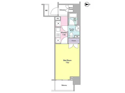 CASSIA両国(1K/3階)の間取り写真