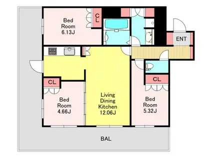 RIBBON CITY COMMUNITY(3LDK/8階)の間取り写真