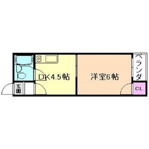 スカイハイツ香里(1DK/3階)の間取り写真