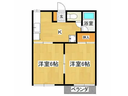 オットテラッセ(2DK/2階)の間取り写真