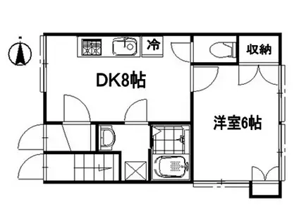 パークテラス洗足池B棟(1DK/1階)の間取り写真