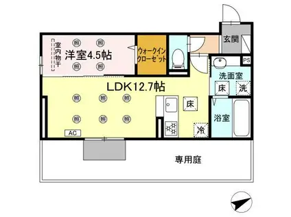 TORISIA陣原(1LDK/1階)の間取り写真