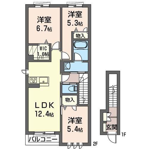 メイユール(3LDK/2階)の間取り写真