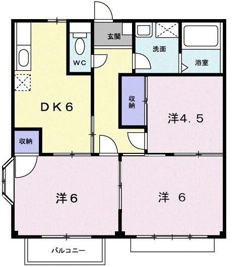 エリール岡本10号(3DK/1階)の間取り写真