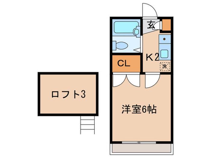 メゾンディ・ソレイユ(ワンルーム/2階)の間取り写真