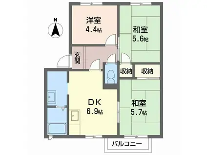 エピーメロン(3DK/2階)の間取り写真