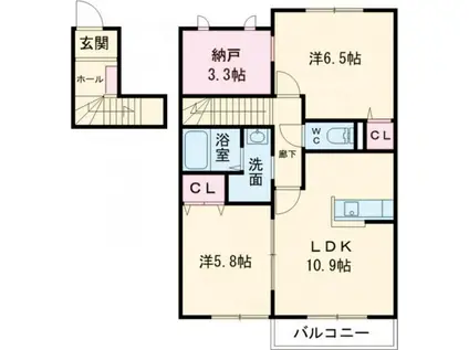 ハイツアスセーナI(2LDK/2階)の間取り写真