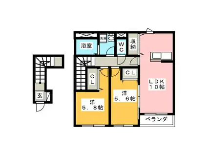 サンハイツ・カトー(2LDK/2階)の間取り写真