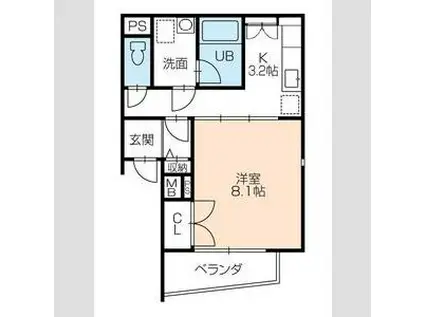 ラ・カゼッタ(1K/3階)の間取り写真