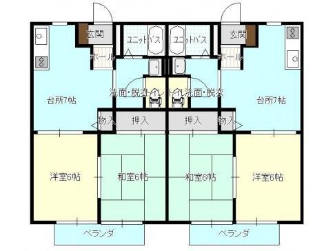 ツインスターハイムA(2DK/1階)の間取り写真