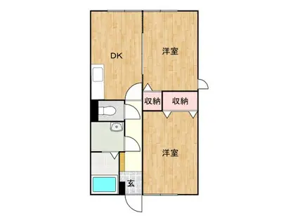 ベルシティ(2DK/2階)の間取り写真