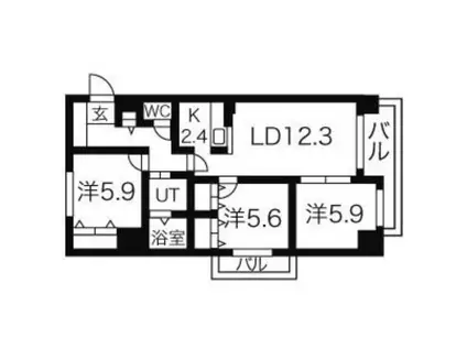 ラフォーレパークヒル(3LDK/3階)の間取り写真