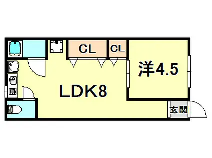 ソレイユ高東(1DK/1階)の間取り写真