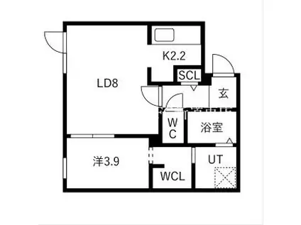 TS COURT ASABU イーストティーエスコートアサブイースト(1LDK/2階)の間取り写真