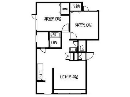 YOUトピア燦燦(2LDK/1階)の間取り写真