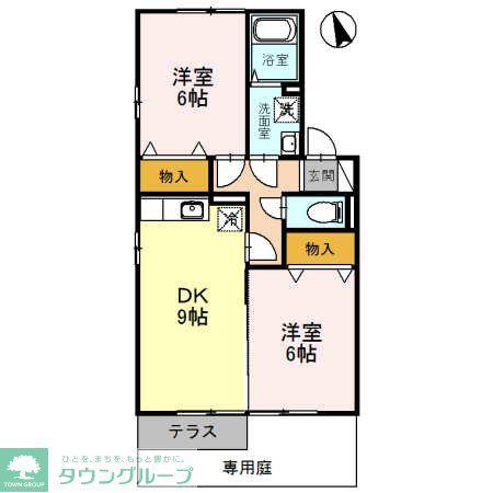 オークスハイムつきぢ(2DK/1階)の間取り写真