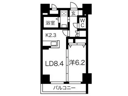 プランドールナカムラ(1LDK/15階)の間取り写真