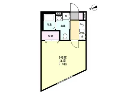 ベイルーム東小倉(1K/2階)の間取り写真