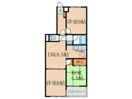 第2メゾン篠崎(3DK/1階)の間取り写真