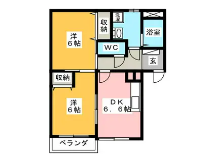 エトワール(2DK/1階)の間取り写真
