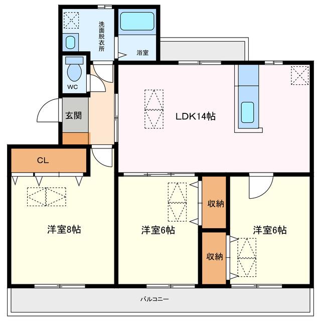 グリーンパーク西端(3LDK/2階)の間取り写真