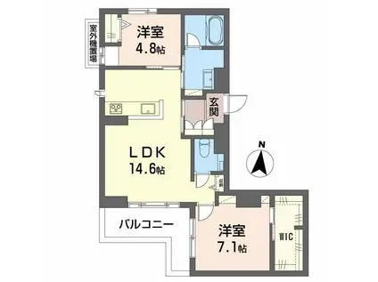 ビィアン アテリア(2LDK/4階)の間取り写真