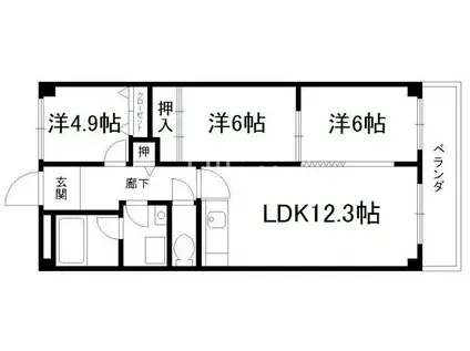 セブンマンション(2LDK/5階)の間取り写真