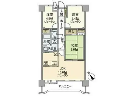 サンハウス小牧駅西(3LDK/5階)の間取り写真