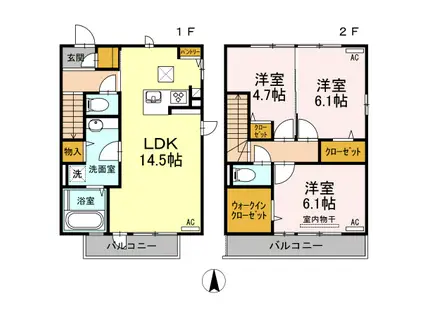 ドゥパレ生石(3LDK/1階)の間取り写真