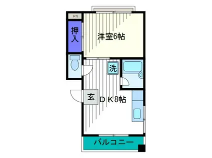 千束ビル(1DK/2階)の間取り写真