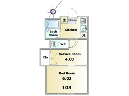 プラネットハウス(1SK/1階)の間取り写真