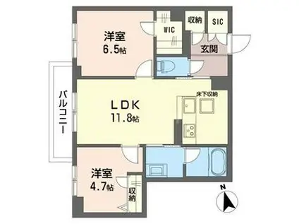 ルピナス グランデ(2LDK/1階)の間取り写真