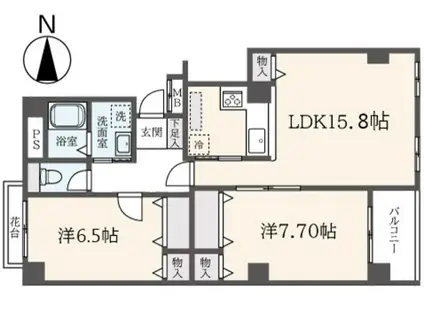 ニューガイアリルーム目黒NO.29(2LDK/2階)の間取り写真
