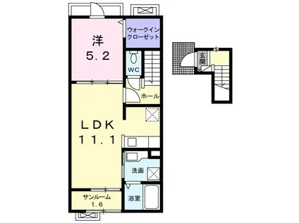 グレースガーデン豊栄A(1LDK/2階)の間取り写真