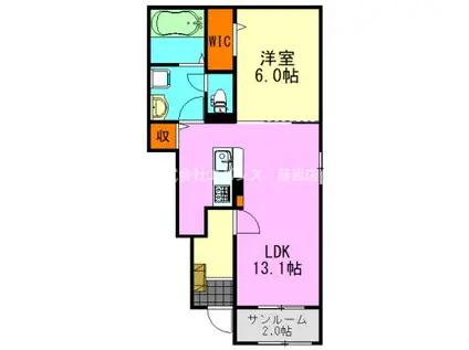 ロイヤルガーデン(1LDK/1階)の間取り写真