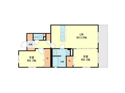 グランドール(2LDK/2階)の間取り写真