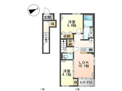 ナバーナIII取手(2LDK/2階)の間取り写真