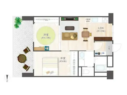 コーポJOY(2LDK/6階)の間取り写真