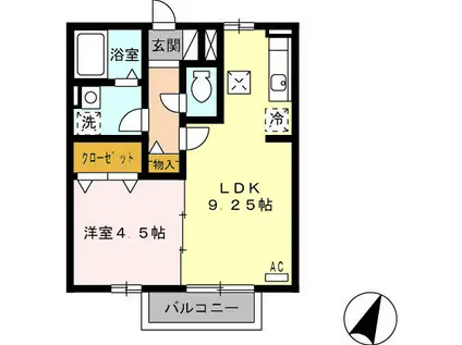 ユリシス(1LDK/1階)の間取り写真