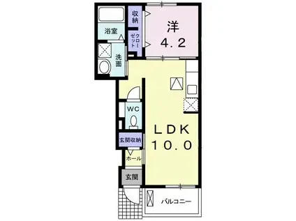 ラピスラズリー(1LDK/1階)の間取り写真