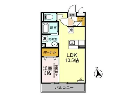 モンテ・シャルム(1LDK/3階)の間取り写真