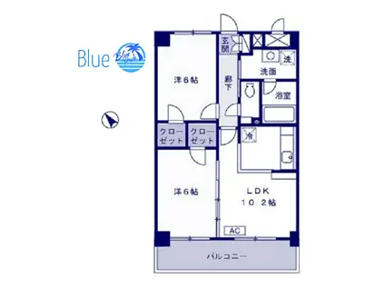 ハートヒルズ上大岡(2LDK/2階)の間取り写真