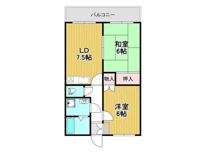 ハイツ秋桜(2DK/3階)の間取り写真