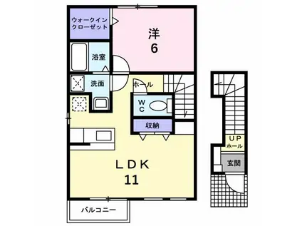 ゴールドハピネスD(1LDK/2階)の間取り写真