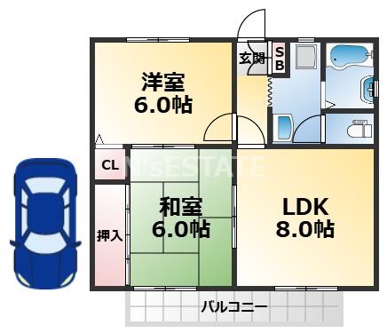 堀切スカイハイツ(2LDK/1階)の間取り写真