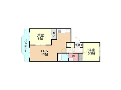 パスウェイ677壱番館(2LDK/1階)の間取り写真