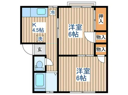 パナハイツ大井(2K/2階)の間取り写真