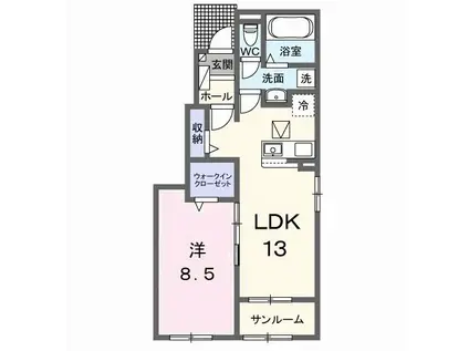 コルヴェール(1LDK/1階)の間取り写真